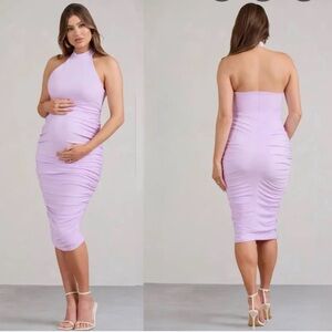 Club London Maternity Halterneck Ruched Dress